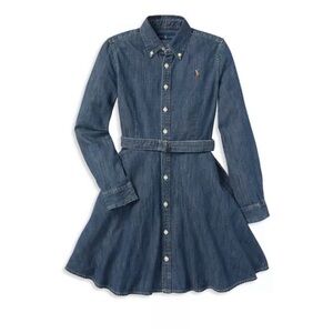 Polo by Ralph Lauren Blue Denim Shirt Kids Dress with Belt